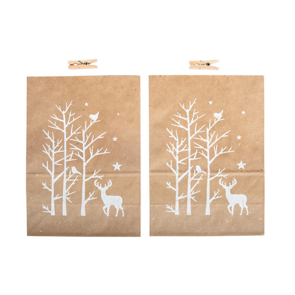 Sacs en papier avec des pinces en bois 2 pcs