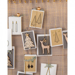 Miniature en bois Sapin et Cerf 3 x 4.5 cm 10 pcs