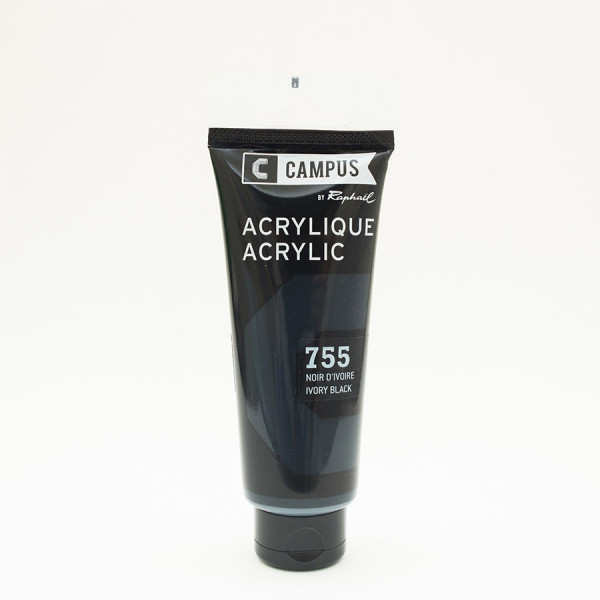 Peinture acrylique étude Campus 100ml - noir d'ivoire 755