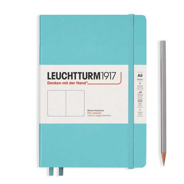 Carnet de notes souple 14,5 x 21 cm - aquamarine / pages blanches