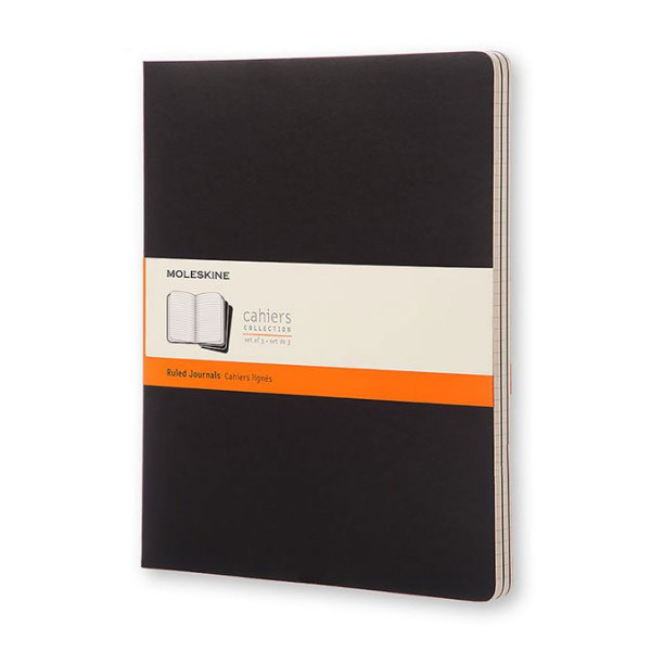 Cahier de note XXL - Couverture noire - Pages lignées - 21,6 x 27,9 cm - 3 pcs