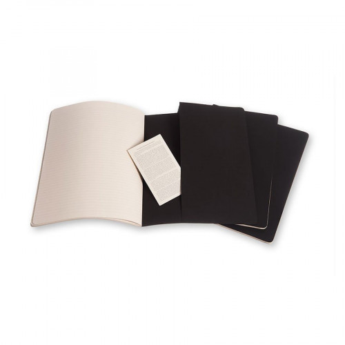 Cahier de note XXL - Couverture noire - Pages blanches - 21,6 x 27,9 cm - 3 pcs