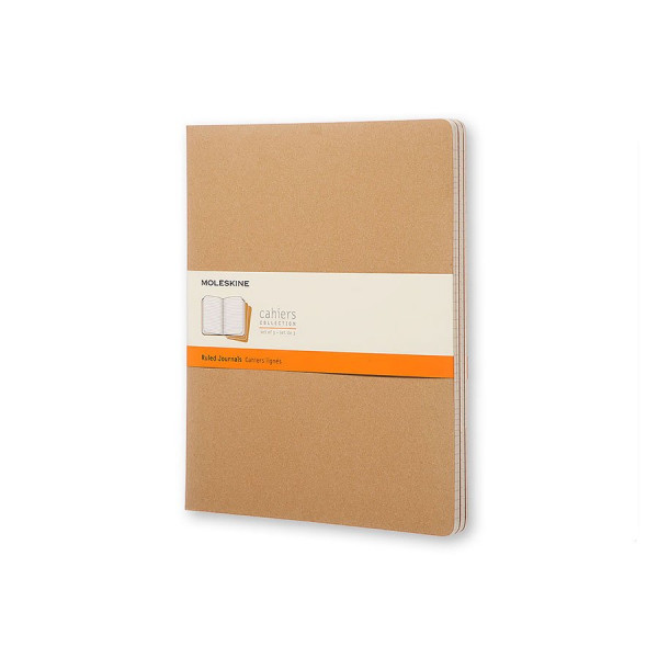 Cahier de note XXL - Couverture kraft - Pages lignées - 21,6 x 27,9 cm - 3 pcs