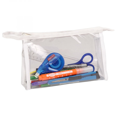 Trousse scolaire ronde 22x7cm transparente paillettes