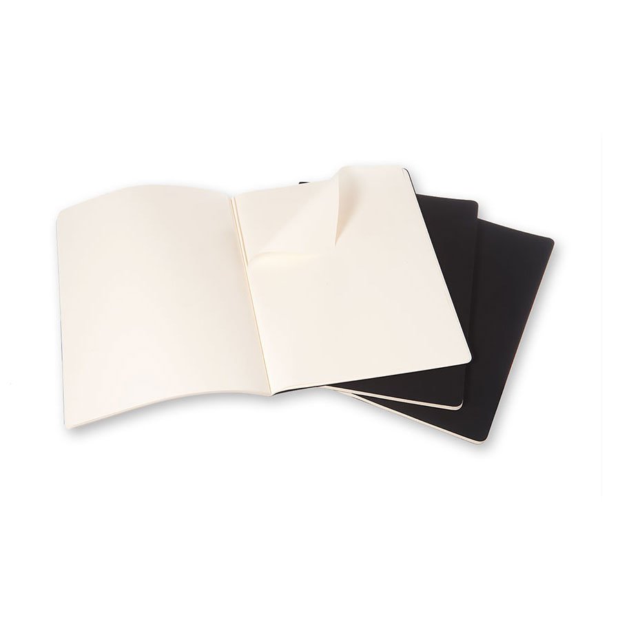 Cahier de note XXL - Couverture noire - Pages blanches - 21,6 x 27,9 cm - 3 pcs