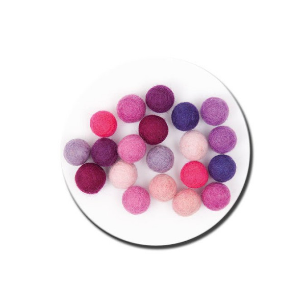 Boule en feutre - Rose et violet - 1,5 cm