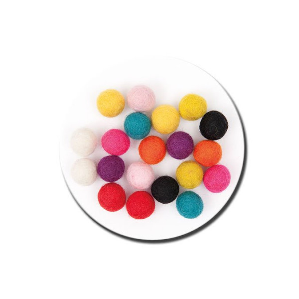 Boule en feutre - Multicolore - 1,5 cm