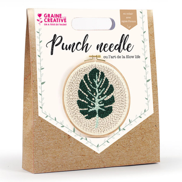 Kit Punch Needle Monstera - 20 cm