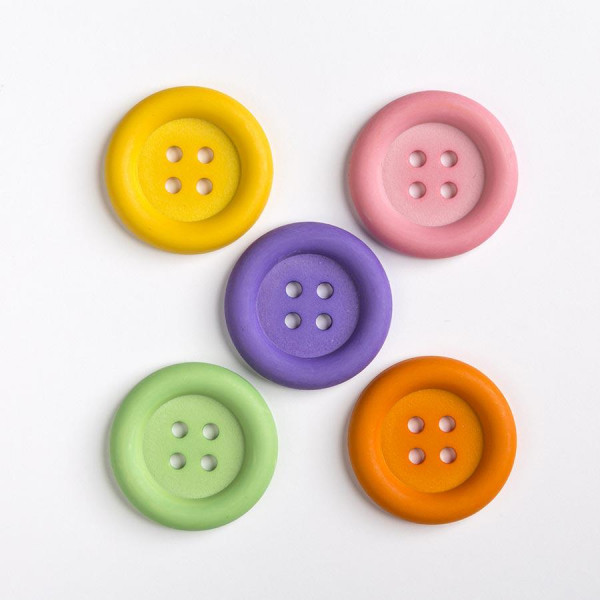 Les Basics - Boutons créatifs - Boutons ronds - couleurs pastelles - 3,4 cm - 5 pces