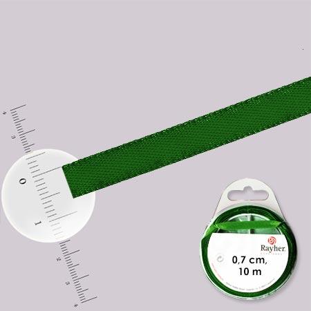 Ruban satin - rouleau de 10 m x 0,7 cm - Vert foncé