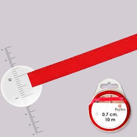 Ruban satin - rouleau de 10 m x 0,7 cm - Rouge vif