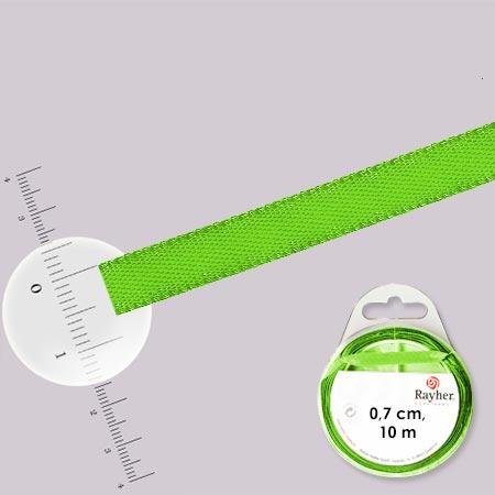 Ruban satin - rouleau de 10 m x 0,7 cm - Vert moyen