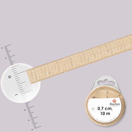 Ruban organdi - rouleau de 10 m x 0,7 cm Beige