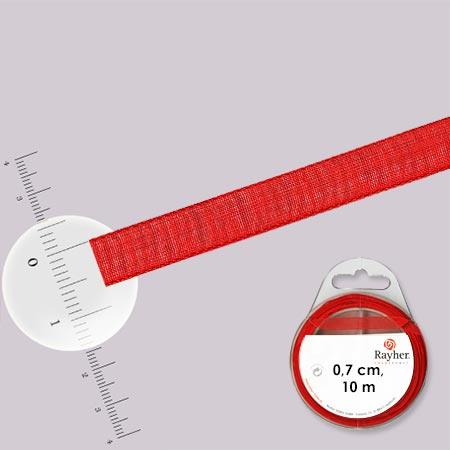 Ruban organdi - rouleau de 10 m x 0,7 cm Rouge