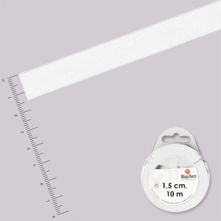 Ruban organdi - rouleau de 10 m x 1,5 cm Blanc