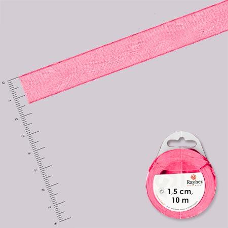 Ruban organdi - rouleau de 10 m x 1,5 cm Rose