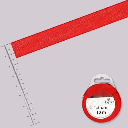 Ruban organdi - rouleau de 10 m x 1,5 cm Rouge