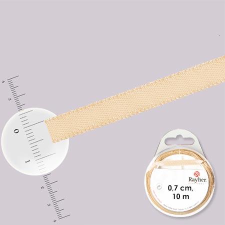 Ruban satin - rouleau de 10 m x 0,7 cm - Beige