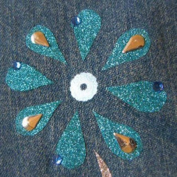 Tissu thermocollant pailleté 15 x 20 cm Bleu