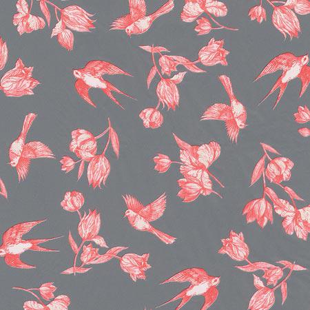 Feuille Décopatch - Oiseaux et fleurs roses - 649 - 30 x 40 cm