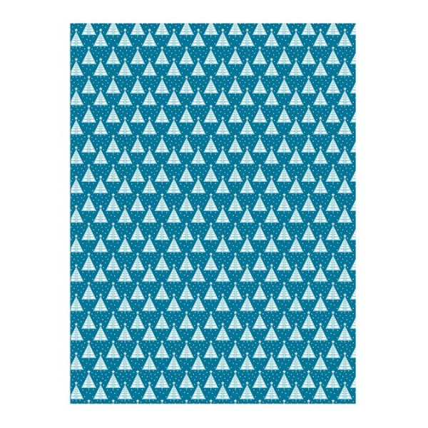 Feuille Décopatch - Sapins/bleu - 30 x 40 cm