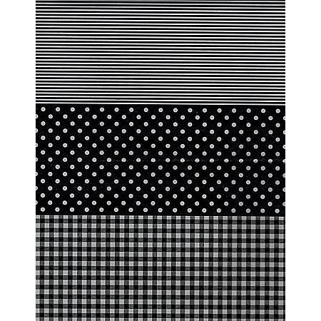 Feuille Décopatch - Pois et rayures noir et blanc - 30 x 40 cm