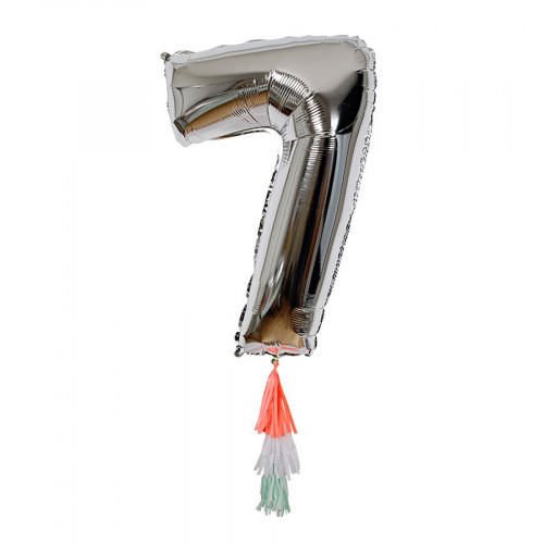 Ballon - Chiffre 7 et pompons