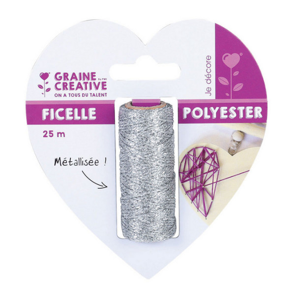 Ficelle métallisée argent - 25 m