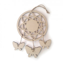 Attrape-rêve papillon en bois - 12.5x21.5x2 cm