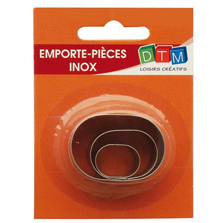 3 mini emporte-pièces inox - Ovales - GM : 4 x 3 cm
