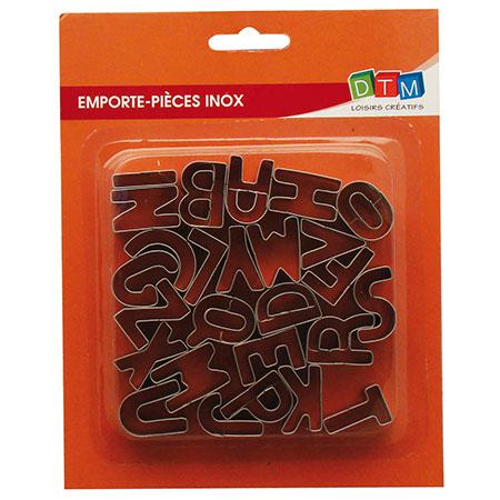 26 emporte-pièces inox - Alphabet - M : 2.6 x 1.3 cm