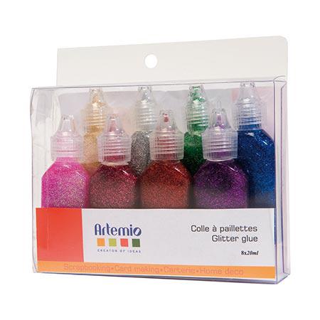 Colle à paillettes - Assortiment de 8 couleurs