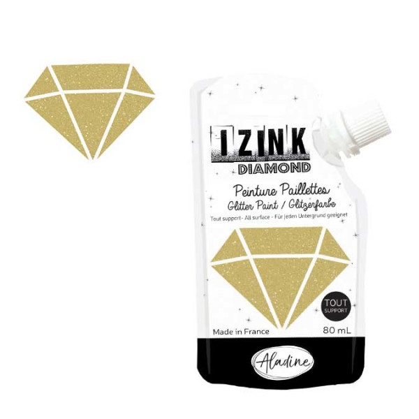 Peinture paillettes Izink Diamond dorée - 80 ml