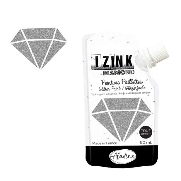 Peinture paillettes Izink Diamond argentée - 80 ml