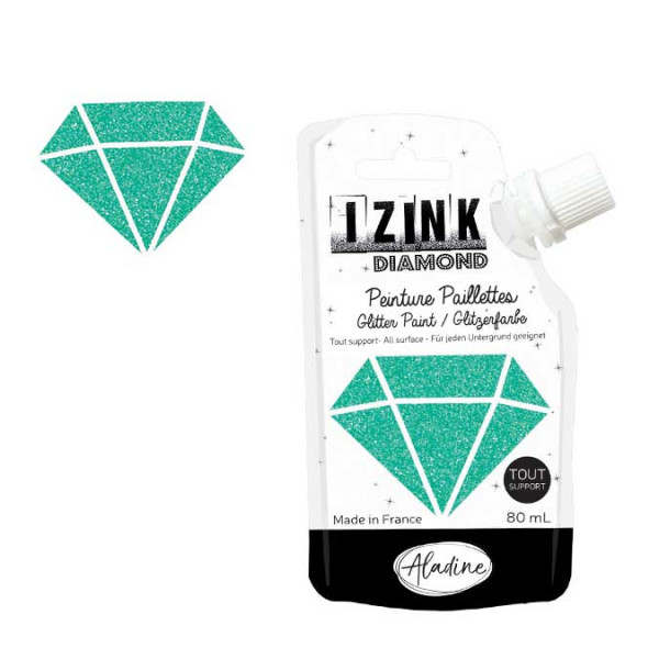 Peinture paillettes Izink Diamond turquoise - 80 ml