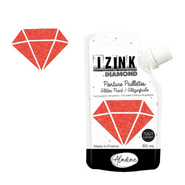 Peinture paillettes Izink Diamond rouge - 80 ml