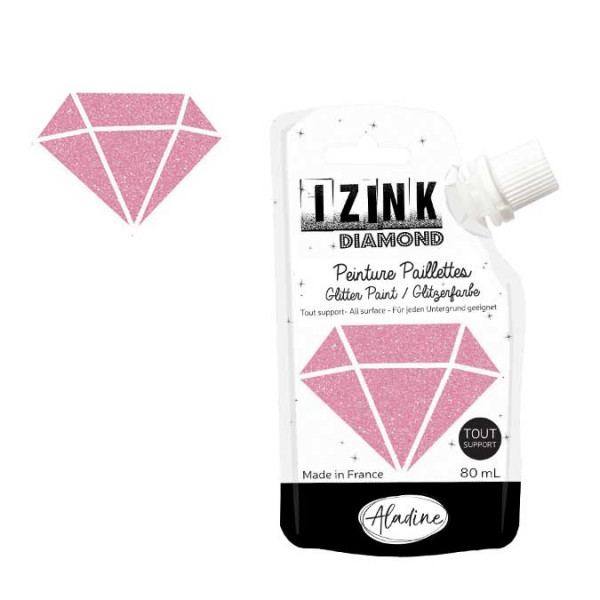 Peinture paillettes Izink Diamond rose - 80 ml