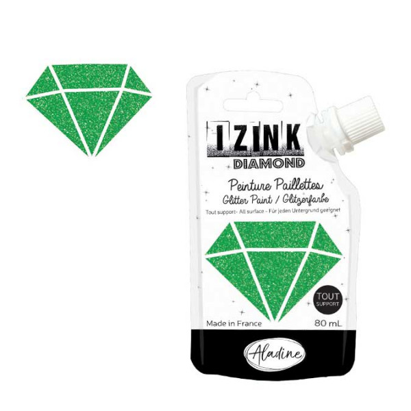 Peinture paillettes Izink Diamond vert foncé - 80 ml