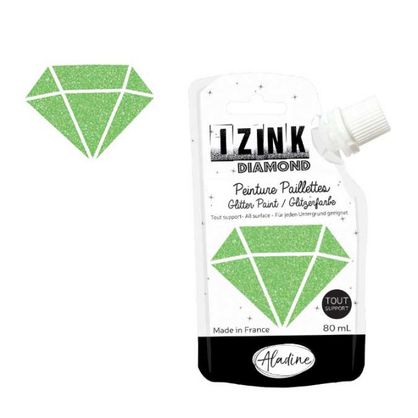 Peinture paillettes Izink Diamond vert clair - 80 ml