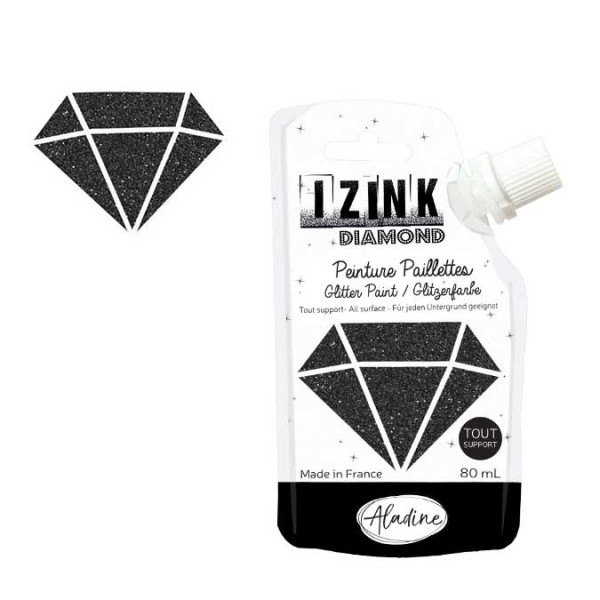 Peinture paillettes Izink Diamond noir - 80 ml