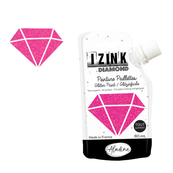 Peinture paillettes Izink Diamond pêche - 80 ml