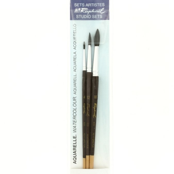 Set De 3 Pinceaux Aquarelle KUM Essential Watercolor - Taille 1, 6 Et 8, Pointe Mémoire Synthétique - Fabriqué En Allemagne, Pour Débutants Et Confirmés