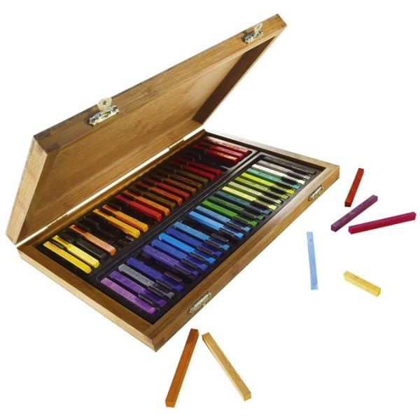 Coffret bambou de 48 carrés de pastels