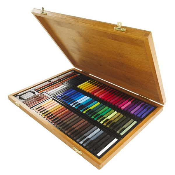 Coffret bambou de 84 carrés de pastels