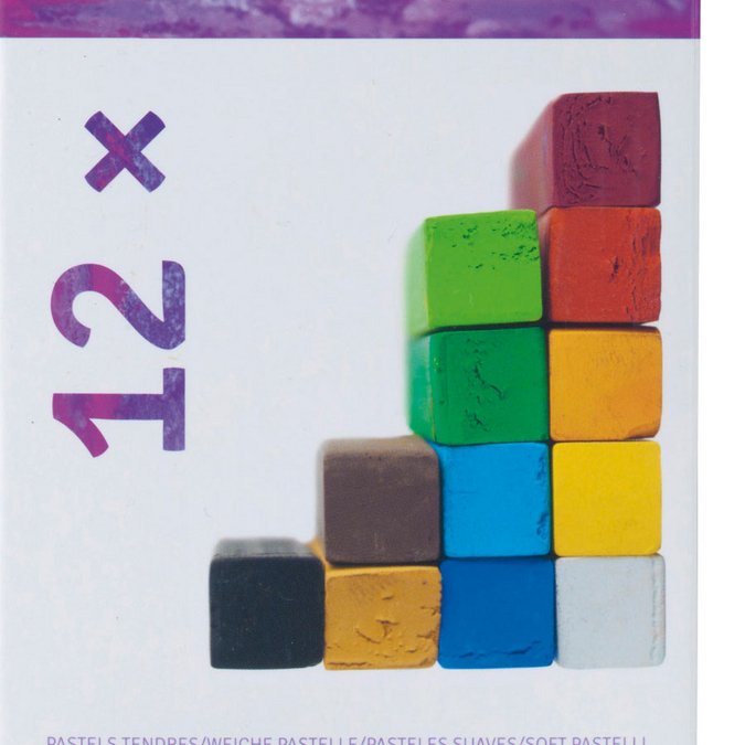12 pastels secs carrés