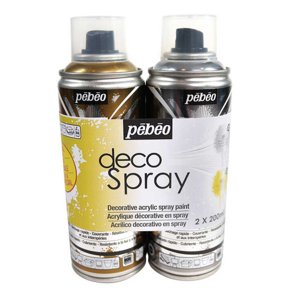 Decospray - Lot de 2 peintures - 200 ml - or et argent