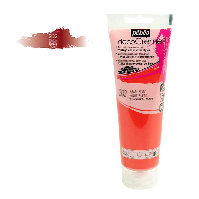 Peinture acrylique decoCrème nacre rubis - 120 ml