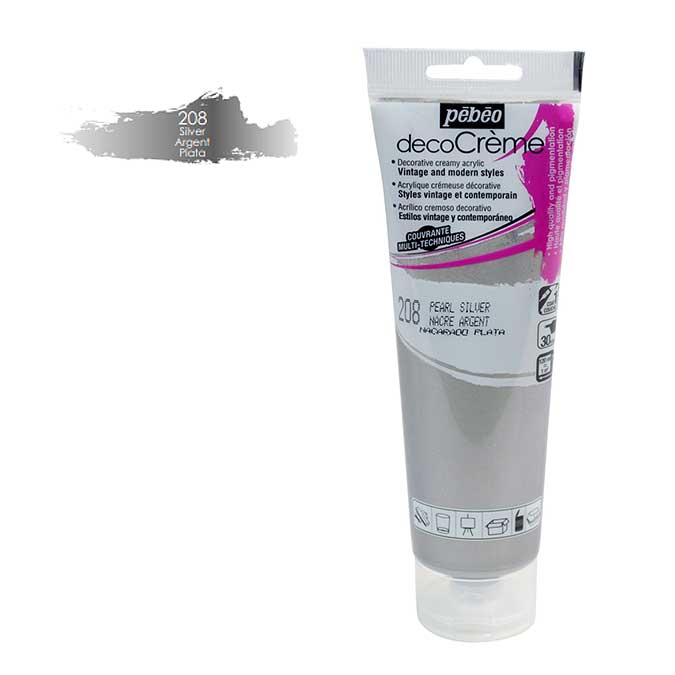 Peinture acrylique decoCrème argent - 120 ml