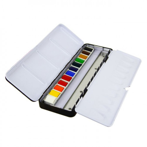 Aquarelle super-fine - 12 demi-godets en boîte métal