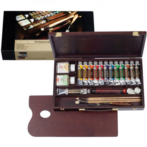 Coffret en bois de peintures à l'huile extra-fine